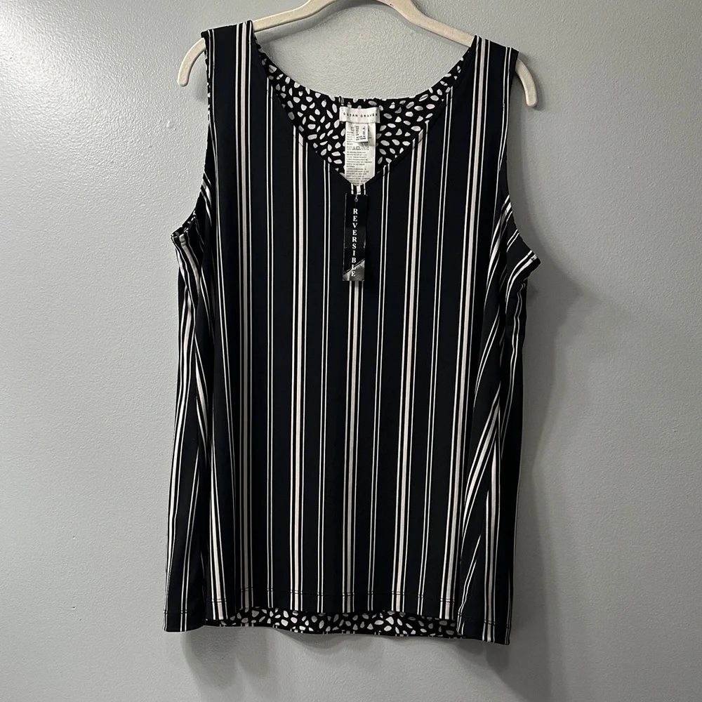 Susan Graver Black and White Reversible Tank Top - Picture 1 of 4